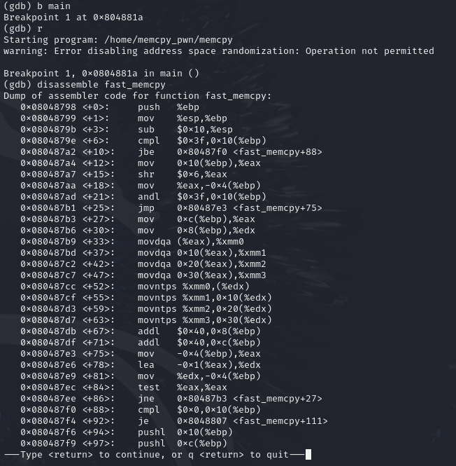 Disassembled fast_memcpy